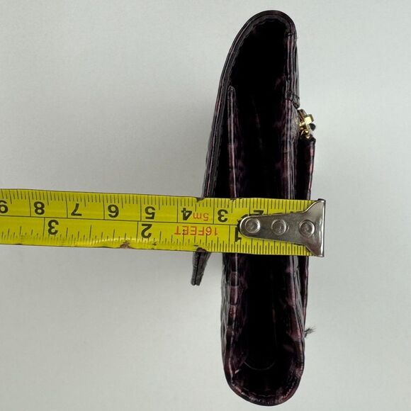 Brahmin Cordelia Trifold Wallet Checkbook in Fig Jam Croc Embossed Leather NEW - Picture 12 of 13